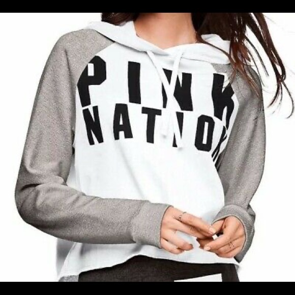 NWOT White Cropped Pullover Pink VS - Picture 2 of 6